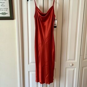 Bebe Rust Satin Dress